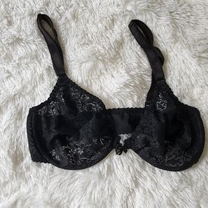 Vintage bali flatterlace black unlined front closure bra size 34C
